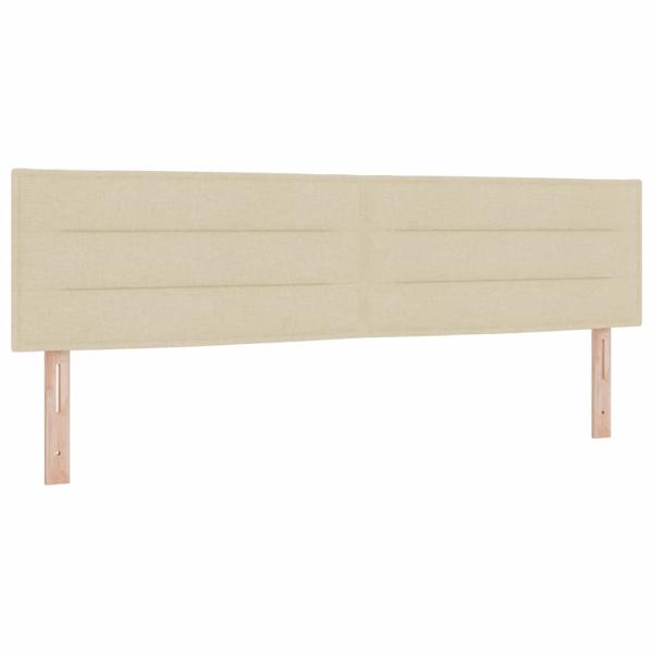 Boxspringbett mit Matratze Creme 180x200 cm Stoff, Kopfteil Linienmuster Creme 180 cm Stoff