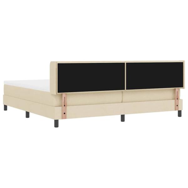 ARDEBO.de - Boxspringbett mit Matratze Creme 200x200 cm Stoff, Kopfteil Linien Design Creme 200 cm Stoff