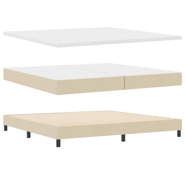 Boxspringbett mit Matratze Creme 200x200 cm Stoff, Kopfteil Linien Design Creme 200 cm Stoff