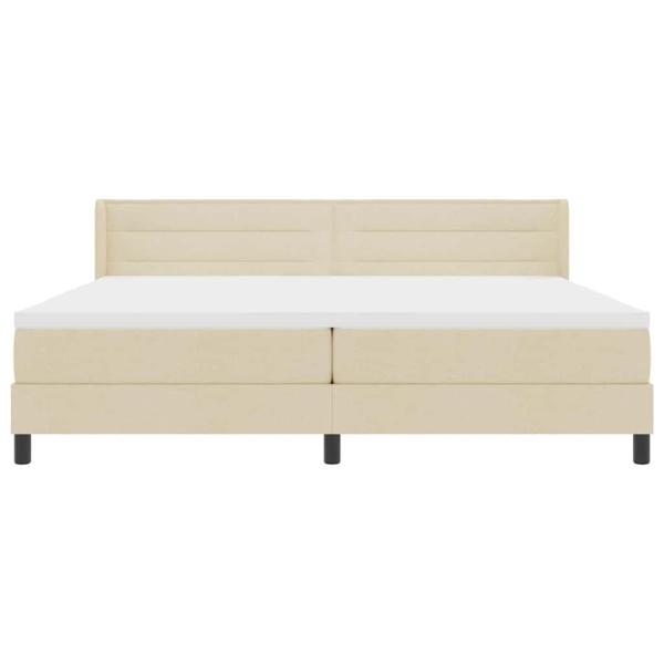 Boxspringbett mit Matratze Creme 200x200 cm Stoff, Kopfteil Linien Design Creme 200 cm Stoff