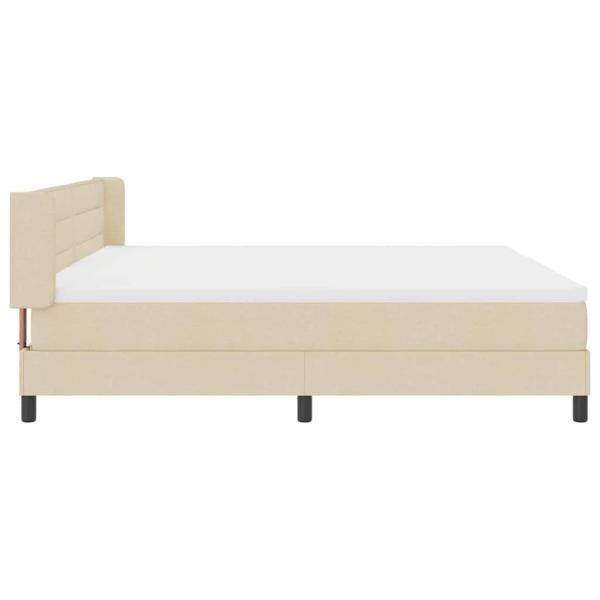 Boxspringbett mit Matratze Creme 200x200 cm Stoff, Kopfteil Linien Design Creme 200 cm Stoff