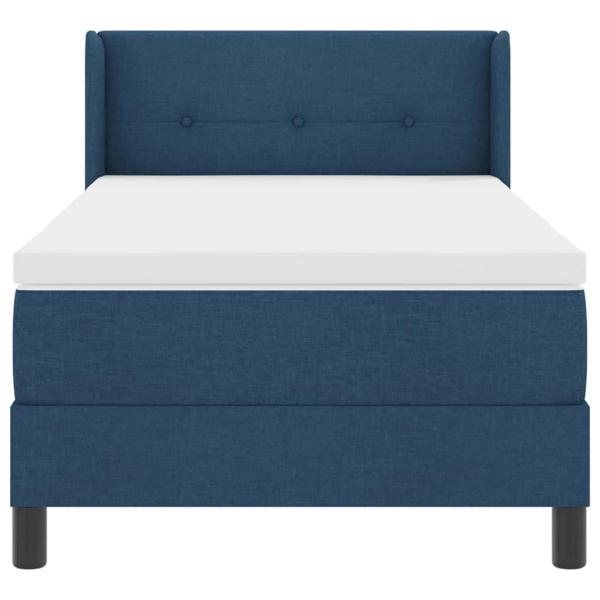 Boxspringbett mit Matratze Blau 80x200 cm Stoff, Kopfteil knopfbeschichtet Blau 80 cm Stoff