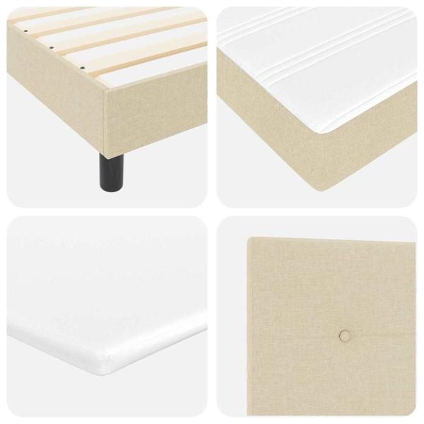 Boxspringbett mit Matratze Creme 100x200 cm Stoff, Kopfteil mit Knopfheftung Creme 100 cm Stoff