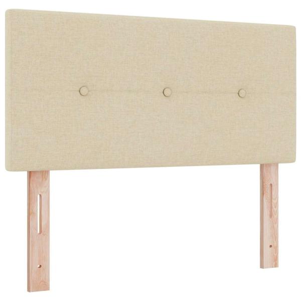 Boxspringbett mit Matratze Creme 100x200 cm Stoff, Kopfteil mit Knopfheftung Creme 100 cm Stoff