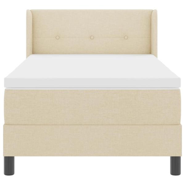 Boxspringbett mit Matratze Creme 100x200 cm Stoff, Kopfteil mit Knopfheftung Creme 100 cm Stoff
