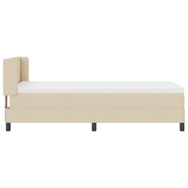 Boxspringbett mit Matratze Creme 100x200 cm Stoff, Kopfteil mit Knopfheftung Creme 100 cm Stoff