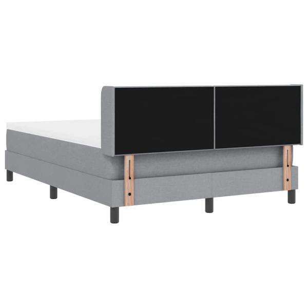 Boxspringbett mit Matratze Hellgrau 160x200 cm Stoff, Kopfteil geknöpft Hellgrau 160 cm Stoff