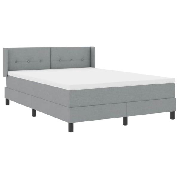Boxspringbett mit Matratze Hellgrau 160x200 cm Stoff, Kopfteil geknöpft Hellgrau 160 cm Stoff