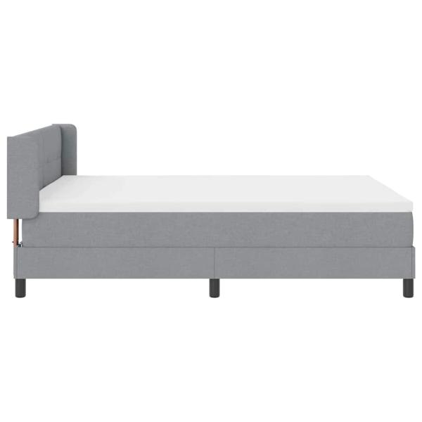 Boxspringbett mit Matratze Hellgrau 160x200 cm Stoff, Kopfteil geknöpft Hellgrau 160 cm Stoff