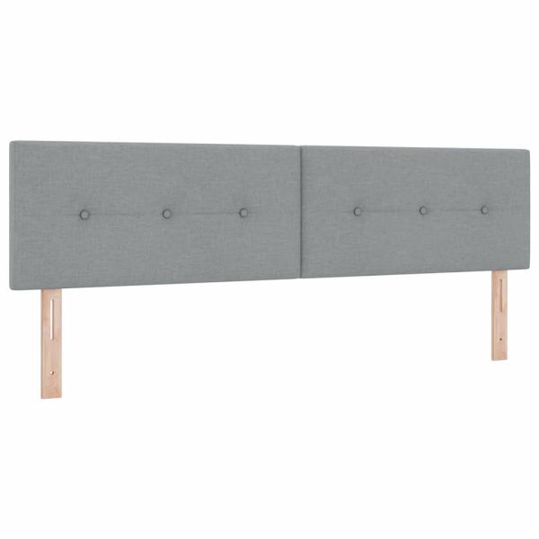 Boxspringbett mit Matratze Hellgrau 180x200 cm Stoff, Kopfteil mit Knopfheftung Hellgrau 180 cm Stoff