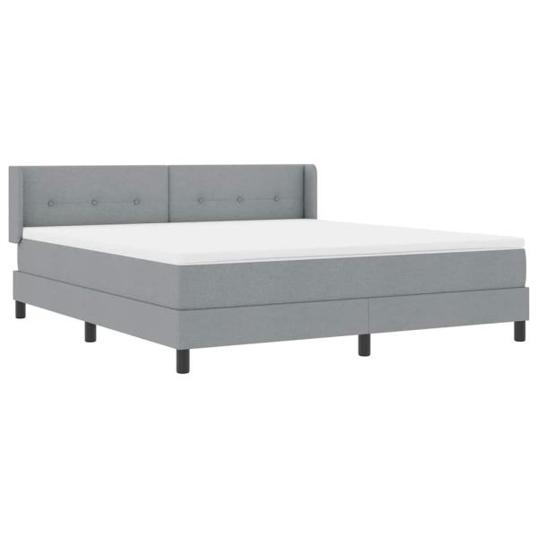 Boxspringbett mit Matratze Hellgrau 180x200 cm Stoff, Kopfteil mit Knopfheftung Hellgrau 180 cm Stoff