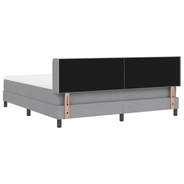 Boxspringbett mit Matratze Hellgrau 180x200 cm Stoff, Kopfteil mit Knopfheftung Hellgrau 180 cm Stoff