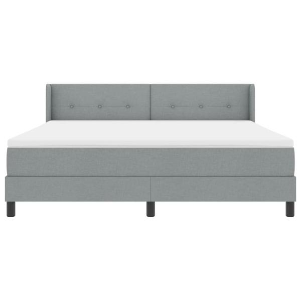 Boxspringbett mit Matratze Hellgrau 180x200 cm Stoff, Kopfteil mit Knopfheftung Hellgrau 180 cm Stoff