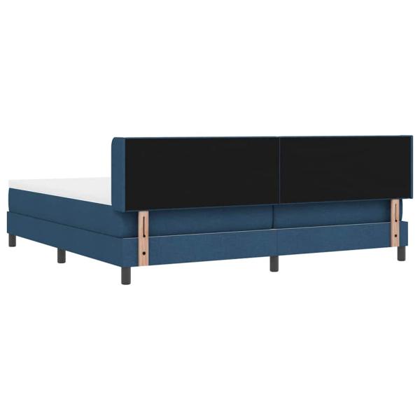 Boxspringbett mit Matratze Blau 200x200 cm Stoff, Kopfteil mit Knopfheftung Blau 200 cm Stoff