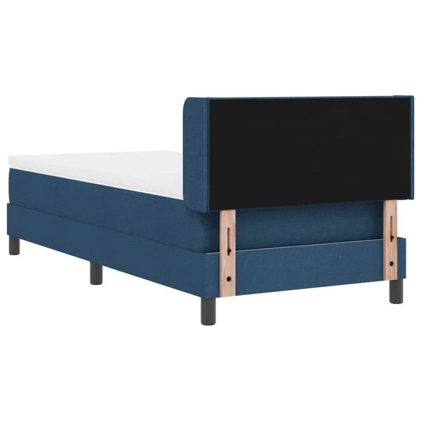 Boxspringbett mit Matratze Blau 90x200 cm Stoff, Kopfteil Diamantblockdesign Blau 90 cm Stoff