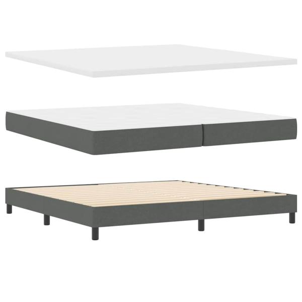 Boxspringbett mit Matratze Dunkelgrau 200x200 cm Stoff, Kopfteil Diamantblockdesign Dunkelgrau 200 cm Stoff