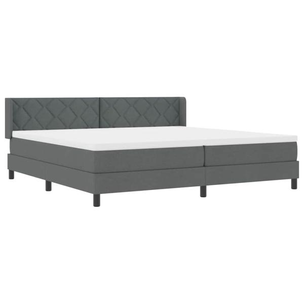 Boxspringbett mit Matratze Dunkelgrau 200x200 cm Stoff, Kopfteil Diamantblockdesign Dunkelgrau 200 cm Stoff