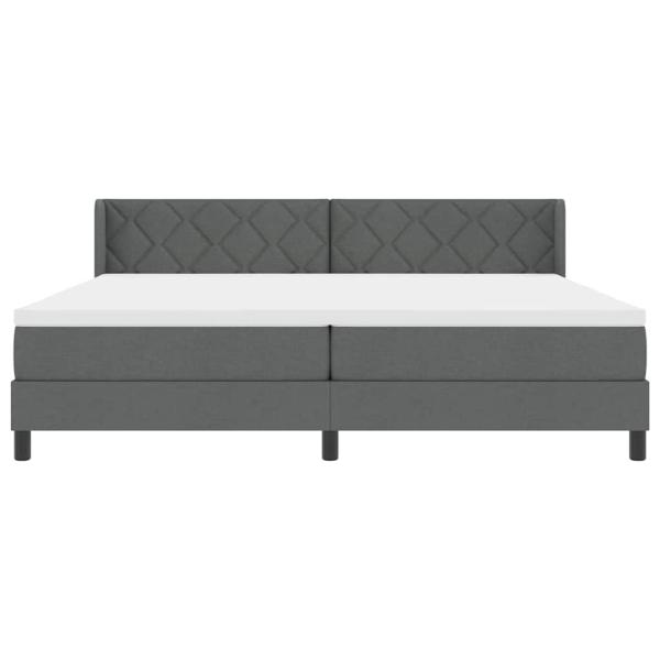 Boxspringbett mit Matratze Dunkelgrau 200x200 cm Stoff, Kopfteil Diamantblockdesign Dunkelgrau 200 cm Stoff