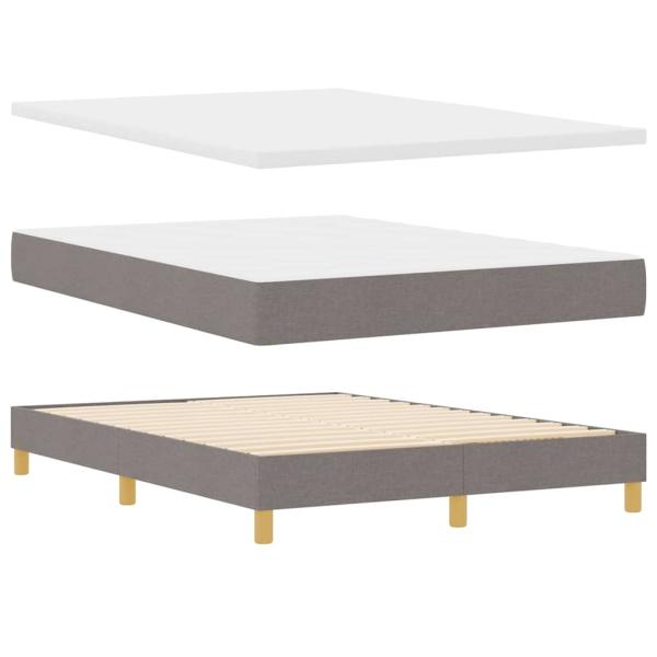 Boxspringbett mit Matratze Taupe 140x200 cm Stoff, Kopfteil Linien Design Taupe 140 cm Stoff