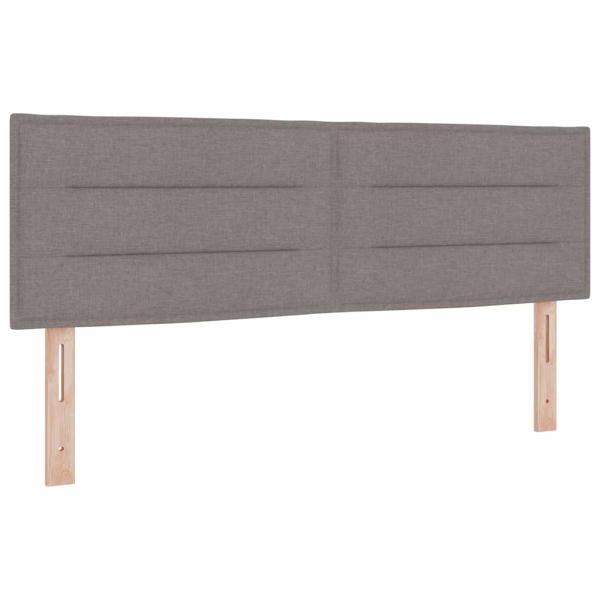 Boxspringbett mit Matratze Taupe 140x200 cm Stoff, Kopfteil Linien Design Taupe 140 cm Stoff