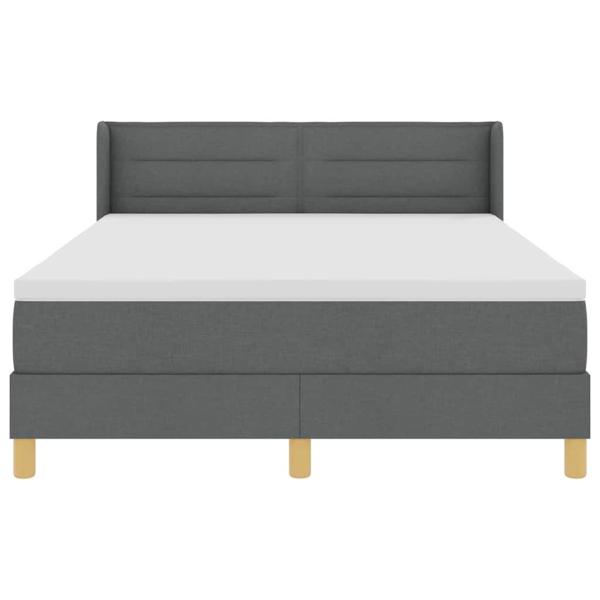 Boxspringbett mit Matratze Dunkelgrau 160x200 cm Stoff, Kopfteil Linien Design Dunkelgrau 160 cm Stoff