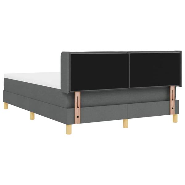 Boxspringbett mit Matratze Dunkelgrau 160x200 cm Stoff, Kopfteil Linien Design Dunkelgrau 160 cm Stoff