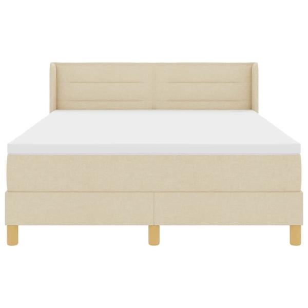 Boxspringbett mit Matratze Creme 160x200 cm Stoff, Kopfteil Linien Design Creme 160 cm Stoff