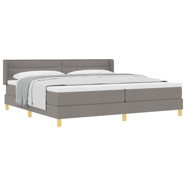 ARDEBO.de - Boxspringbett mit Matratze Taupe 200x200 cm Stoff, Kopfteil Linien-Design Taupe 200 cm Stoff