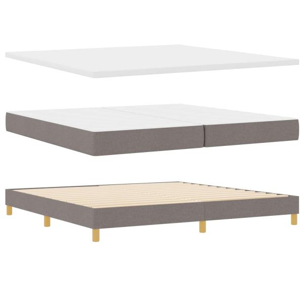 Boxspringbett mit Matratze Taupe 200x200 cm Stoff, Kopfteil Linien-Design Taupe 200 cm Stoff