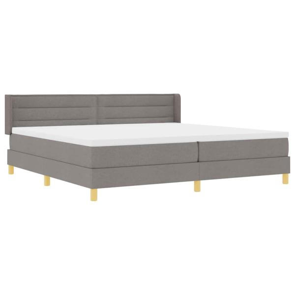Boxspringbett mit Matratze Taupe 200x200 cm Stoff, Kopfteil Linien-Design Taupe 200 cm Stoff