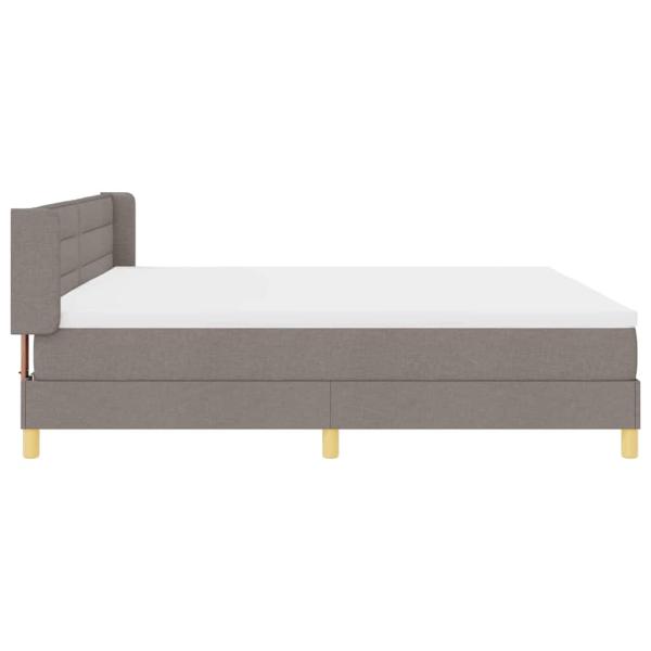 Boxspringbett mit Matratze Taupe 200x200 cm Stoff, Kopfteil Linien-Design Taupe 200 cm Stoff