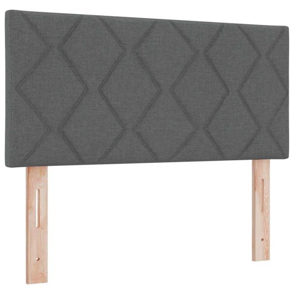 Boxspringbett mit Matratze Dunkelgrau 80x200 cm Stoff, Kopfteil mit Knopfheftung Dunkelgrau 80 cm Stoff