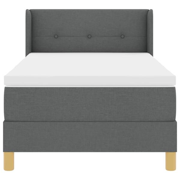 Boxspringbett mit Matratze Dunkelgrau 80x200 cm Stoff, Kopfteil mit Knopfheftung Dunkelgrau 80 cm Stoff