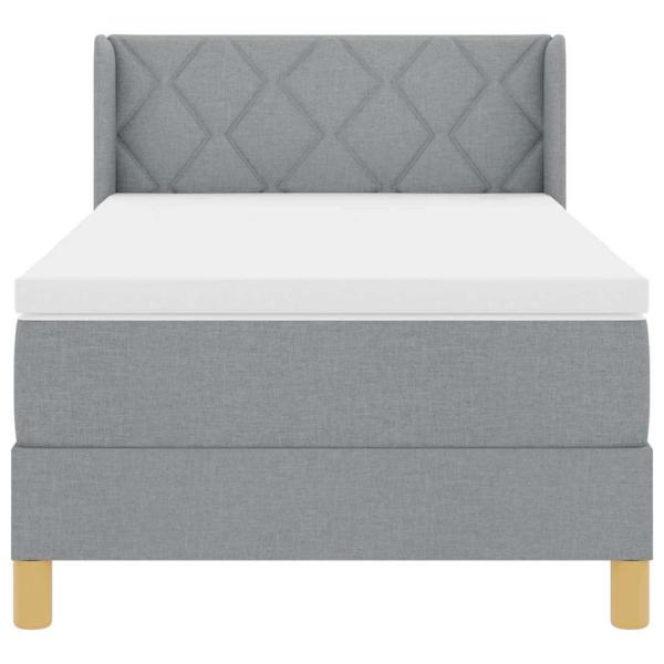 Boxspringbett mit Matratze Hellgrau 90x200 cm Stoff, Kopfteil mit Diamantblockdesign Hellgrau 90 cm Stoff