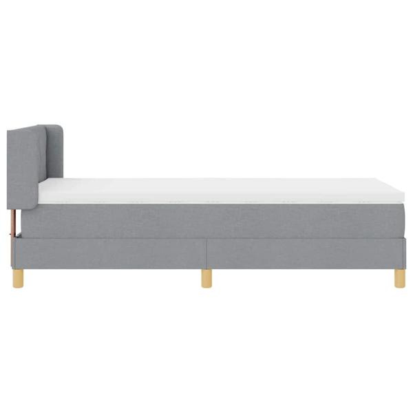 Boxspringbett mit Matratze Hellgrau 90x200 cm Stoff, Kopfteil mit Diamantblockdesign Hellgrau 90 cm Stoff