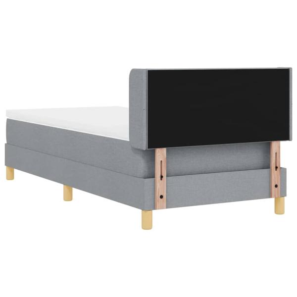Boxspringbett mit Matratze Hellgrau 90x200 cm Stoff, Kopfteil mit Diamantblockdesign Hellgrau 90 cm Stoff