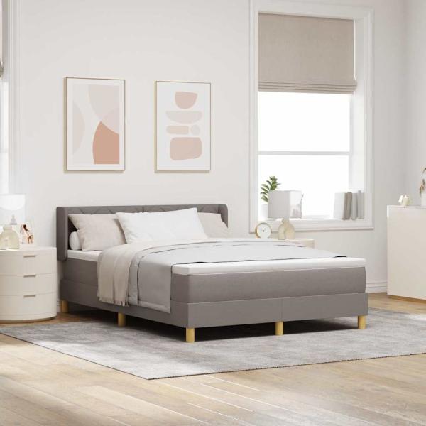 ARDEBO.de - Boxspringbett mit Matratze Taupe 140x200 cm Stoff, Kopfteil im Diamantblockdesign Taupe 140 cm Stoff