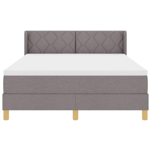 Boxspringbett mit Matratze Taupe 140x200 cm Stoff, Kopfteil im Diamantblockdesign Taupe 140 cm Stoff
