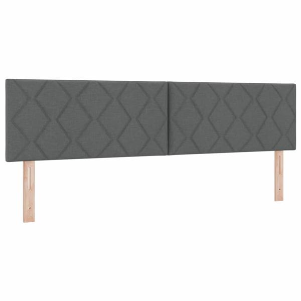 Boxspringbett Dunkelgrau mit Matratze 180x200 cm Stoff, Kopfteil Diamantblockdesign Dunkelgrau 180 cm Stoff