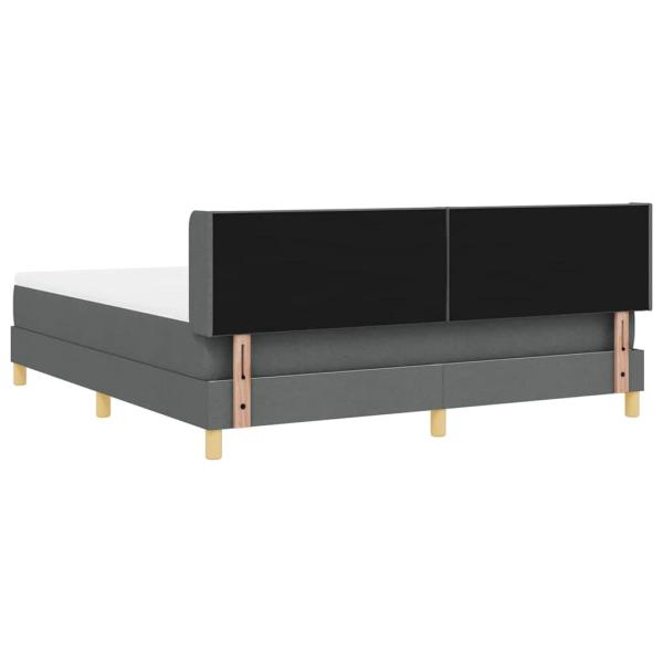Boxspringbett Dunkelgrau mit Matratze 180x200 cm Stoff, Kopfteil Diamantblockdesign Dunkelgrau 180 cm Stoff