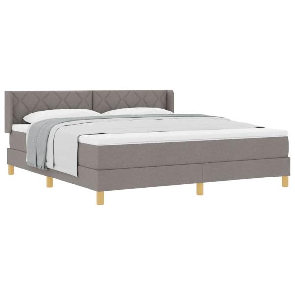 Boxspringbett mit Matratze Taupe 180x200 cm Stoff, Kopfteil Diamantblock-Design Taupe 180 cm Stoff