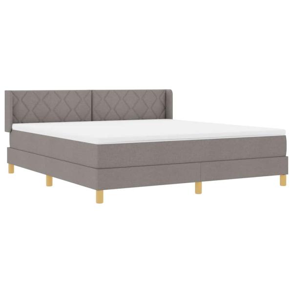 Boxspringbett mit Matratze Taupe 180x200 cm Stoff, Kopfteil Diamantblock-Design Taupe 180 cm Stoff