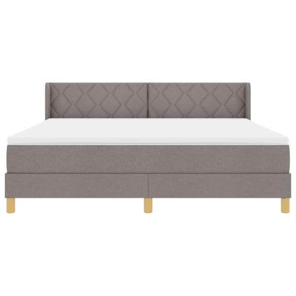 Boxspringbett mit Matratze Taupe 180x200 cm Stoff, Kopfteil Diamantblock-Design Taupe 180 cm Stoff