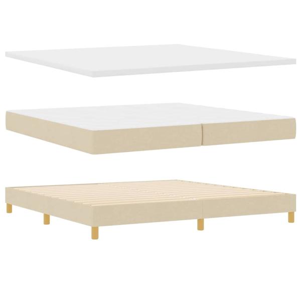 Boxspringbett mit Matratze Creme 200x200 cm Stoff, Kopfteil Diamantblock-Design Creme 200 cm Stoff