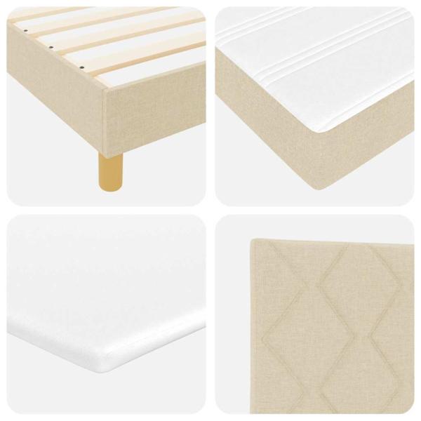 Boxspringbett mit Matratze Creme 200x200 cm Stoff, Kopfteil Diamantblock-Design Creme 200 cm Stoff