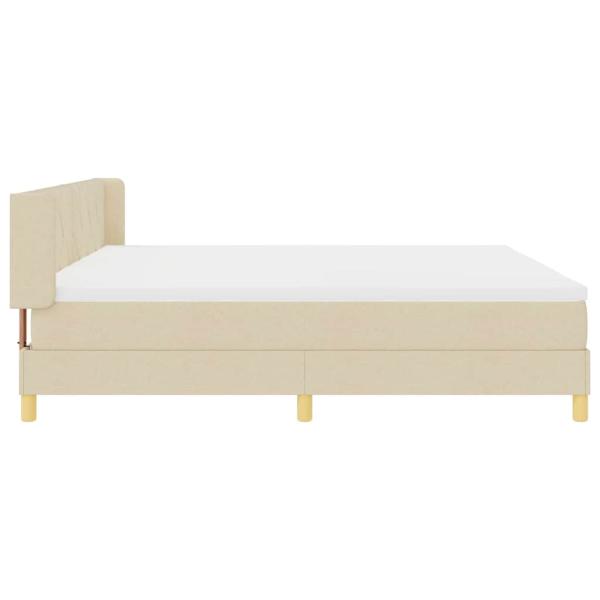 Boxspringbett mit Matratze Creme 200x200 cm Stoff, Kopfteil Diamantblock-Design Creme 200 cm Stoff