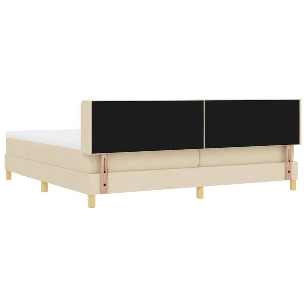 Boxspringbett mit Matratze Creme 200x200 cm Stoff, Kopfteil Diamantblock-Design Creme 200 cm Stoff