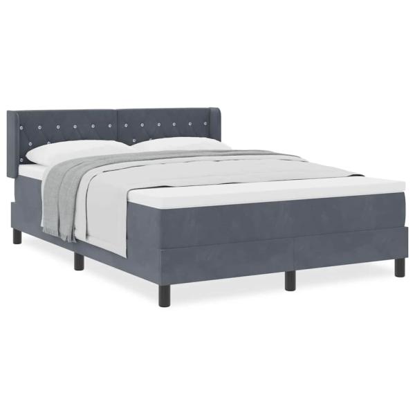 Boxspringbett mit Matratze Dunkelgrau 160x200 cm Samt