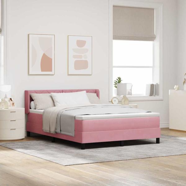 ARDEBO.de - Boxspringbett mit Matratze Rosa 160x200 cm Samt