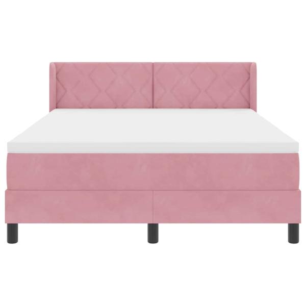 Boxspringbett mit Matratze Rosa 160x200 cm Samt